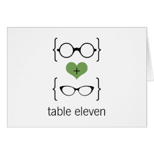 Carte de numéro de table des verres Geeky Green