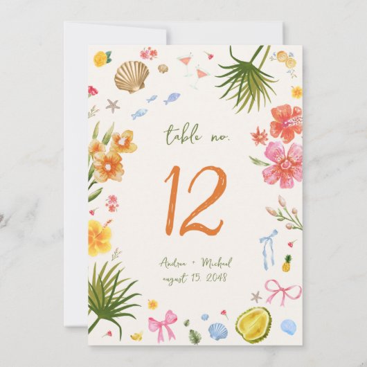 Carte de numéro de table dessinée à la main de sty (Dos)