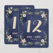Carte de numéro de table double face Floral Beauty (Devant / Derrière)