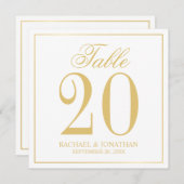 Carte de numéro de table du Carré Mariage blanc et (Devant / Derrière)