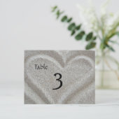 Carte de numéro de table du coeur de sable de plag (Debout devant)