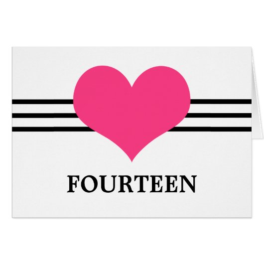 Carte de numéro de table du coeur, rose (Devant horizontal)