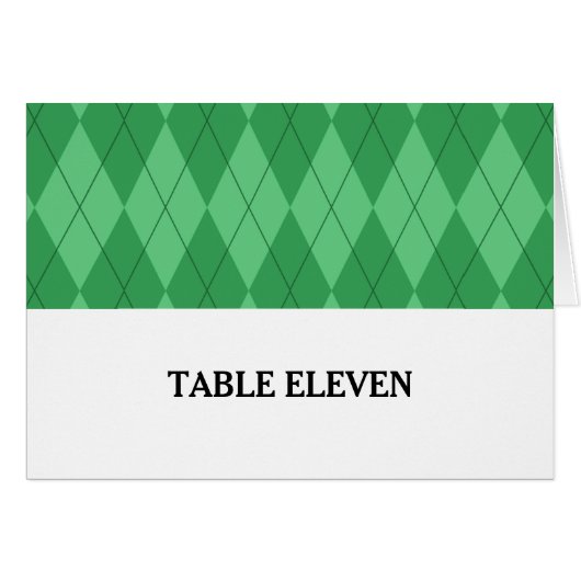 Carte de numéro de table du Jacquard vert (Devant horizontal)