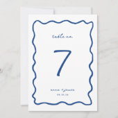 Carte de numéro de table du Mariage bleu blanc (Devant)