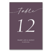 Carte de numéro de table du Mariage de couleur oli (Dos)