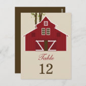 Carte de numéro de table du Mariage de la grange r (Devant / Derrière)