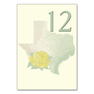 Carte de numéro de table du Mariage de rose jaune 