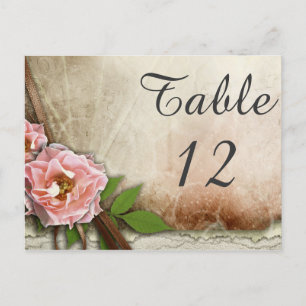 Carte de numéro de table du Mariage de roses vinta