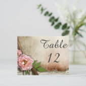 Carte de numéro de table du Mariage de roses vinta (Debout devant)