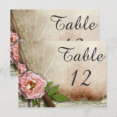 Carte de numéro de table du Mariage de roses vinta (Devant / Derrière)