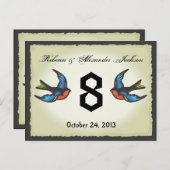 Carte de numéro de table du Mariage de tatouage (Devant / Derrière)