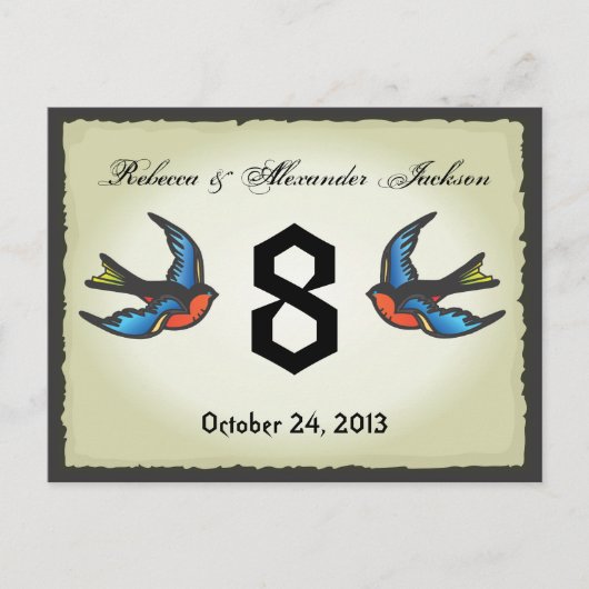 Carte de numéro de table du Mariage de tatouage (Devant)