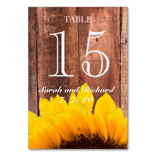 Carte de numéro de table du Mariage de tournesol r (Par défaut)