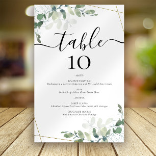Carte de numéro de table du Mariage Eucalyptus BUD