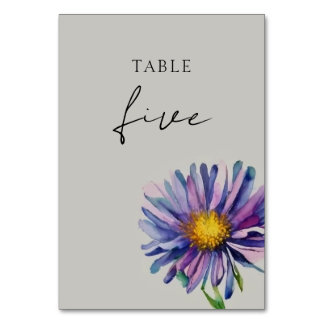 Carte de numéro de table du Mariage fleur sauvage