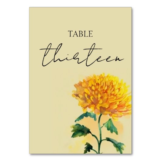 Carte de numéro de table du Mariage fleur sauvage (Par défaut)