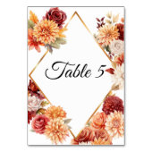 Carte de numéro de table du Mariage floral d'autom (Par défaut)