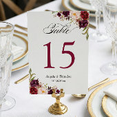 Carte de numéro de table du Mariage floral rustiqu