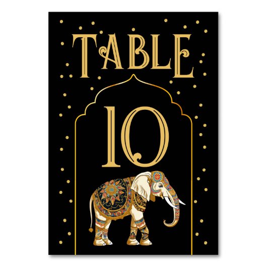 Carte de numéro de table du Mariage indien Elephan (Par défaut)