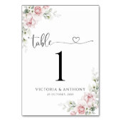 Carte de numéro de table du Mariage Roses Roses Ro (Dos)
