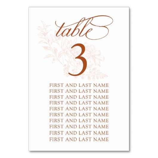 Carte de numéro de table du Mariage Terracotta (Par défaut)