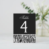 Carte de numéro de table du Mariage Zebra noir et  (Debout devant)