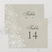 Carte de numéro de table du modèle de fleur tourné (Devant / Derrière)