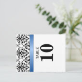 Carte de numéro de table du ruban bleu royal impri (Debout devant)