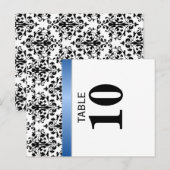 Carte de numéro de table du ruban bleu royal impri (Devant / Derrière)