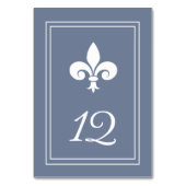 Carte de numéro de table Dusty Blue Fleur de Lis (Dos)