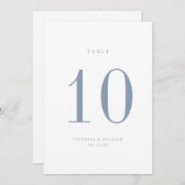 Carte de numéro de table Dusty Blue Mariage (Devant / Derrière)