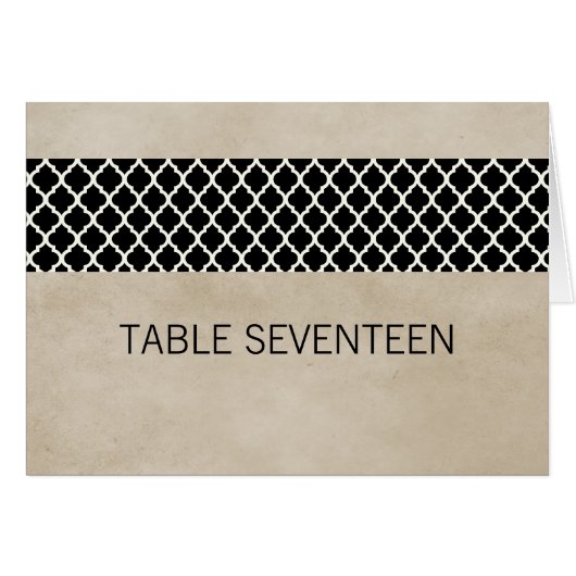 Carte de numéro de table Ebony Rustic Quatrefoil (Devant horizontal)