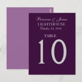 Carte de numéro de table Eggplant Purple & Silver  (Devant / Derrière)
