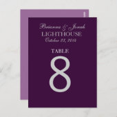 Carte de numéro de table Eggplant Purple & Silver  (Devant / Derrière)