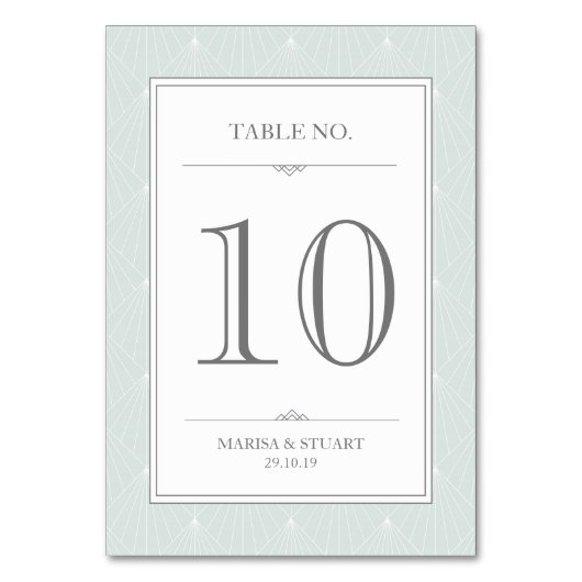 Carte de numéro de table Élégance Art Déco Vert po (Dos)