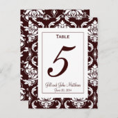 Carte de numéro de table Elegant Chocolate Mariage (Devant / Derrière)