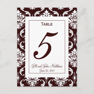 Carte de numéro de table Elegant Chocolate Mariage