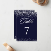 Carte de numéro de table Elegant Marine Mariage (Devant/Arrière en situation)