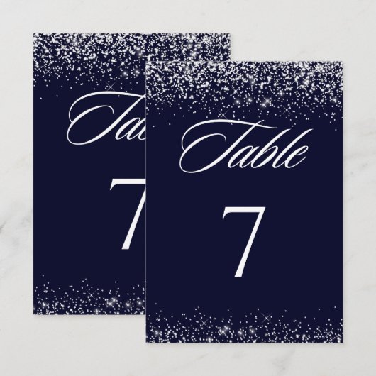 Carte de numéro de table Elegant Marine Mariage (Devant / Derrière)