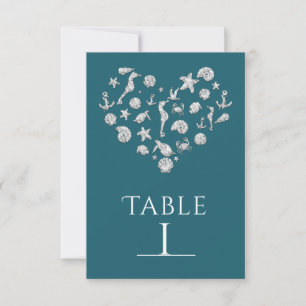 Carte de numéro de table élégante Beach Glam Diamo