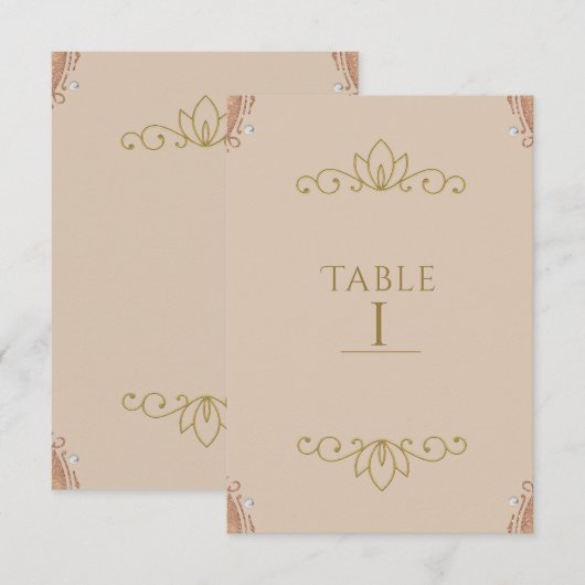 Carte de numéro de table élégante et chic rose et  (Devant / Derrière)