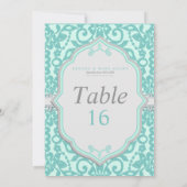 Carte de numéro de table élégante menthe et grise (Dos)