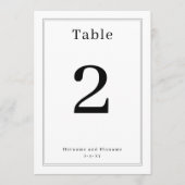 Carte de numéro de table élégante, propre et minim (Devant)