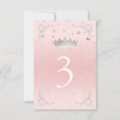 Carte de numéro de table élégante Silver Blush Ros (Dos)