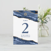 Carte de numéro de table en agate bleu marine et o (Debout devant)