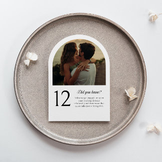 Carte de numéro de table en arche avec photo et an