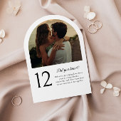 Carte de numéro de table en arche avec photo et an