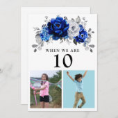 Carte de numéro de table en argent blanc bleu roya (Devant / Derrière)