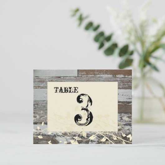 Carte de numéro de table en bois ancien (crème, pl (Debout devant)