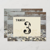 Carte de numéro de table en bois ancien (crème, pl (Devant / Derrière)